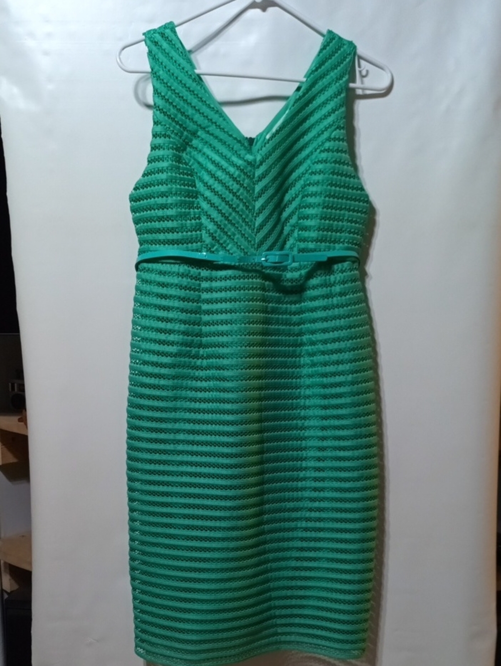 Motherhood Maternity Teal Textured V-Neck Belted Midi Dress